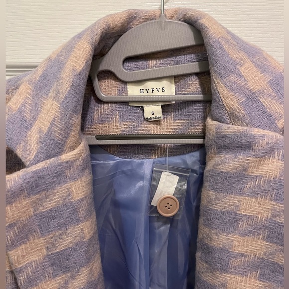 HYFVE Houndstooth Lilac Front Pocket Pea Coat. Size Small. NWOT - Picture 7 of 11